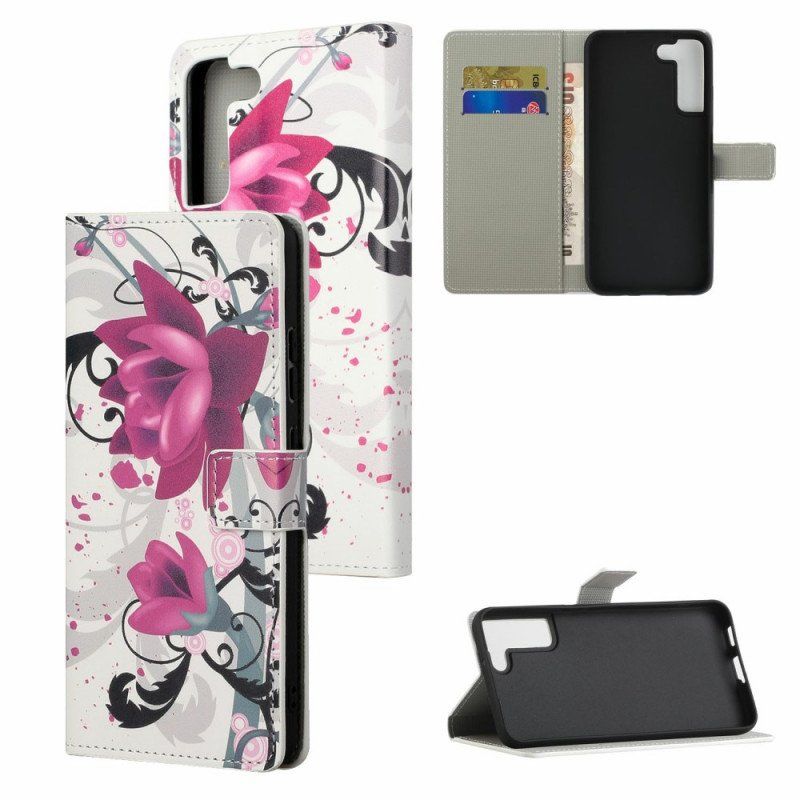 Etui Folio do Samsung Galaxy S22 Plus 5G Tropikalne Kwiaty