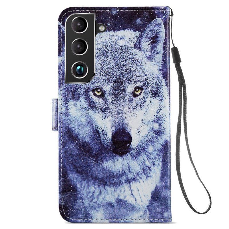 Etui Folio do Samsung Galaxy S22 Plus 5G Wspaniałe Wilki Ze Smyczą