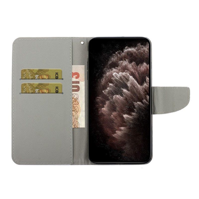 Etui Folio do Samsung Galaxy S22 Plus 5G z Łańcuch Motyle Wariacje Paska