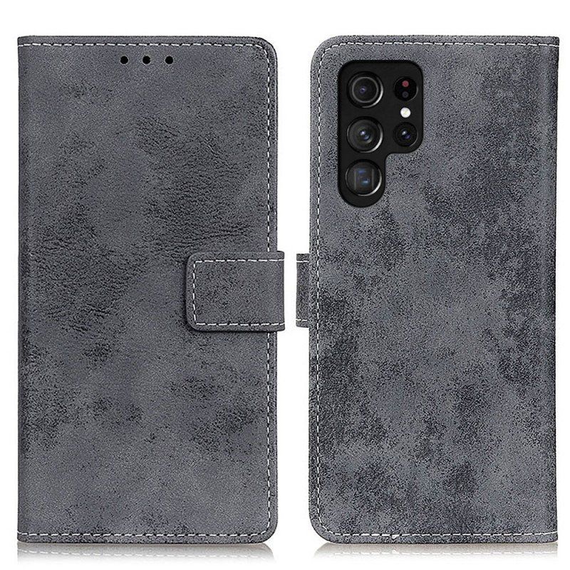 Etui Folio do Samsung Galaxy S22 Ultra 5G Efekt Skóry Vintage