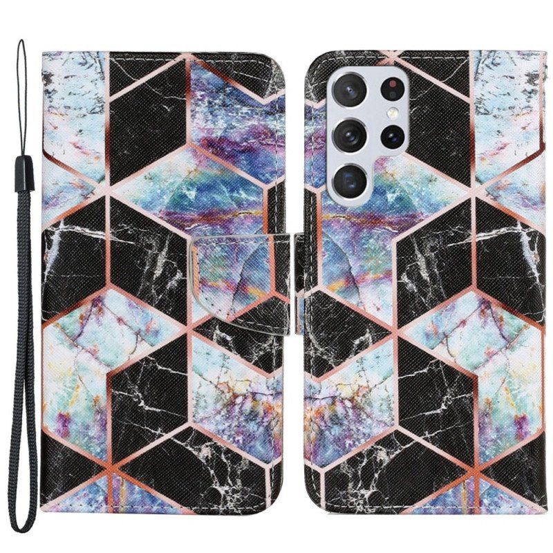 Etui Folio do Samsung Galaxy S22 Ultra 5G Geometryczny Marmur