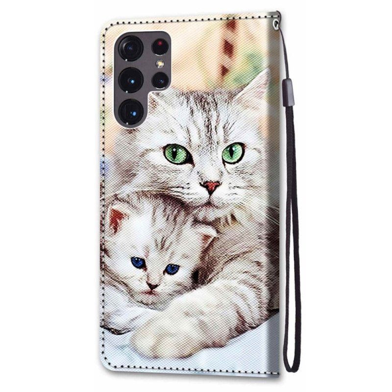 Etui Folio do Samsung Galaxy S22 Ultra 5G Rodzina Kotów
