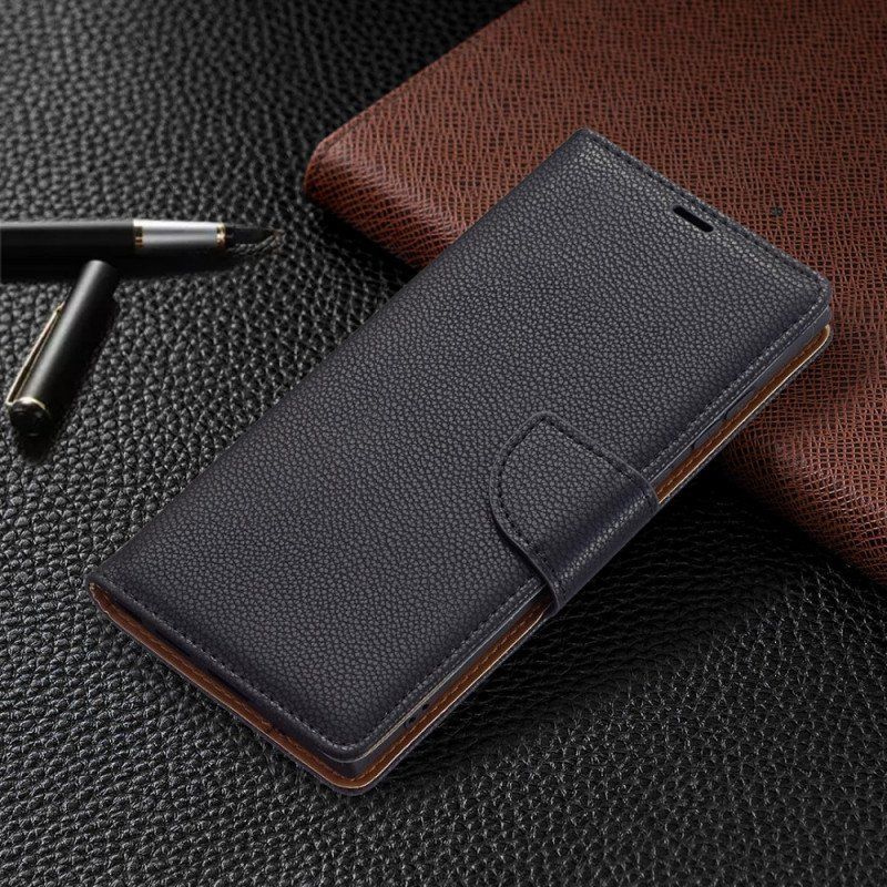 Etui Folio do Samsung Galaxy S22 Ultra 5G Skórzany Futerał Liczi Rabat Ukośne