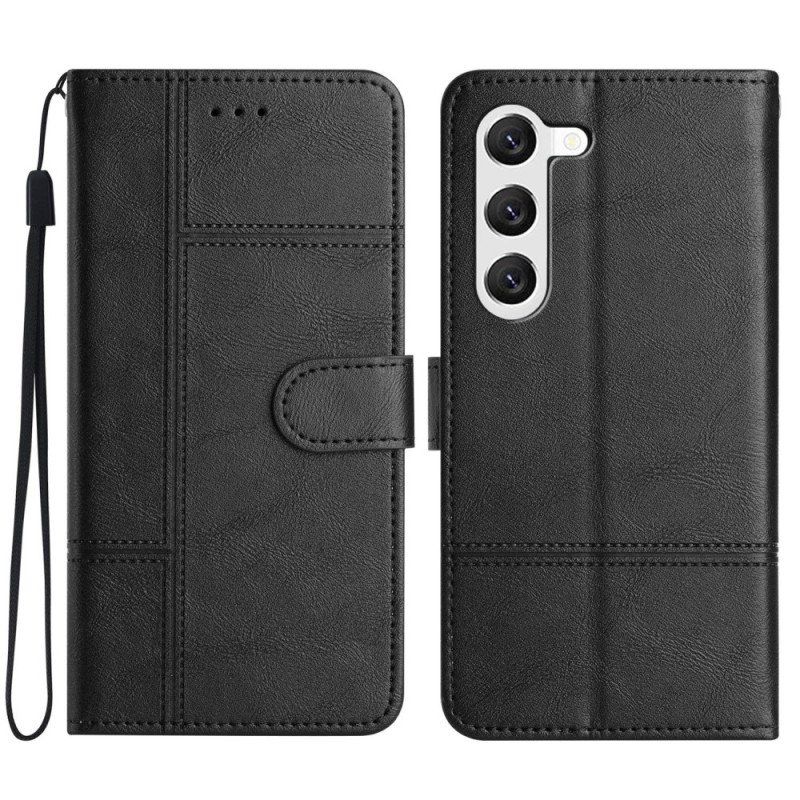 Etui Folio do Samsung Galaxy S23 5G z Łańcuch Biznes W Smyczy