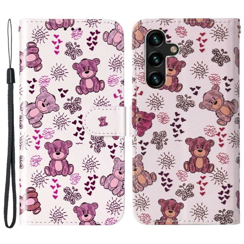 Etui Folio do Samsung Galaxy S23 5G z Łańcuch Pluszowe Misie