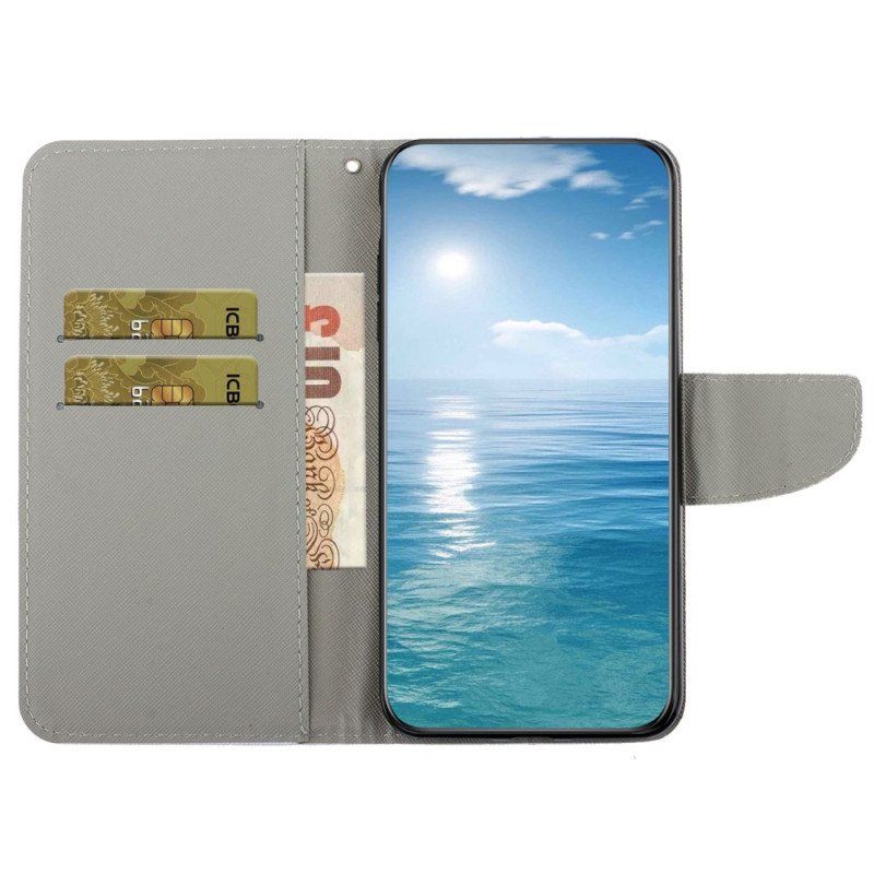 Etui Folio do Samsung Galaxy S23 Ultra 5G z Łańcuch Pasek Marynarki Wojennej