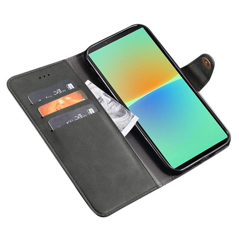 Etui Folio do Sony Xperia 1 IV Styl Skórzany Z Nitami Idewei