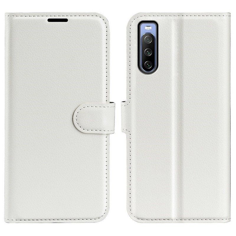 Etui Folio do Sony Xperia 10 IV Klasyczna Sztuczna Skóra Liczi