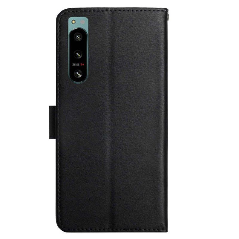 Etui Folio do Sony Xperia 5 IV Oryginalna Teksturowana Skóra Nappa