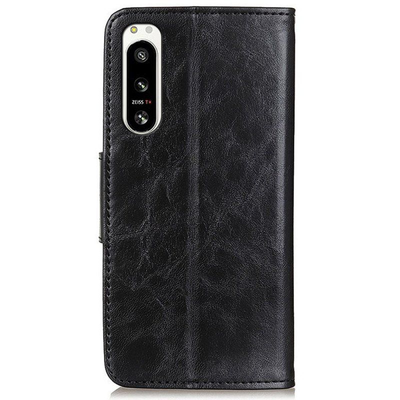 Etui Folio do Sony Xperia 5 IV Skórzane Zapięcie W Stylu Vintage