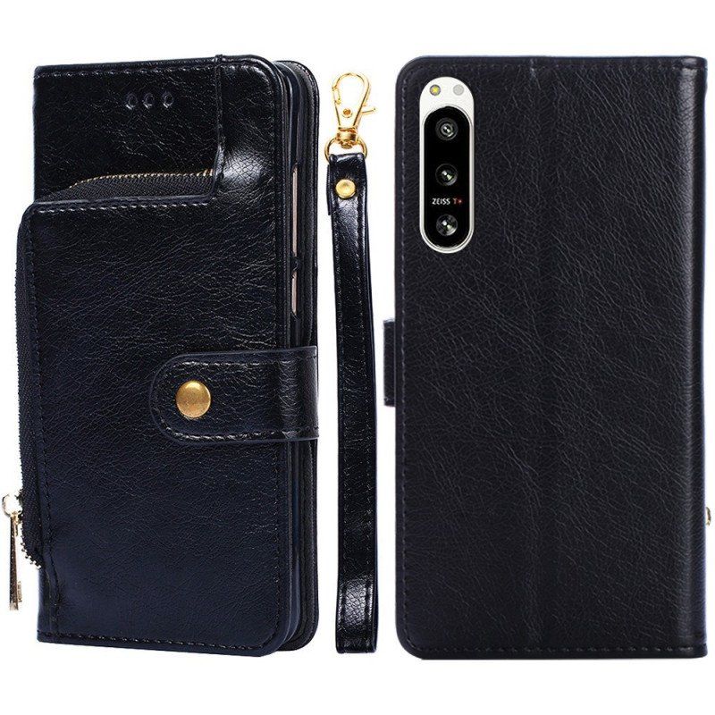 Etui Folio do Sony Xperia 5 IV Zapinana Na Zamek Portmonetka