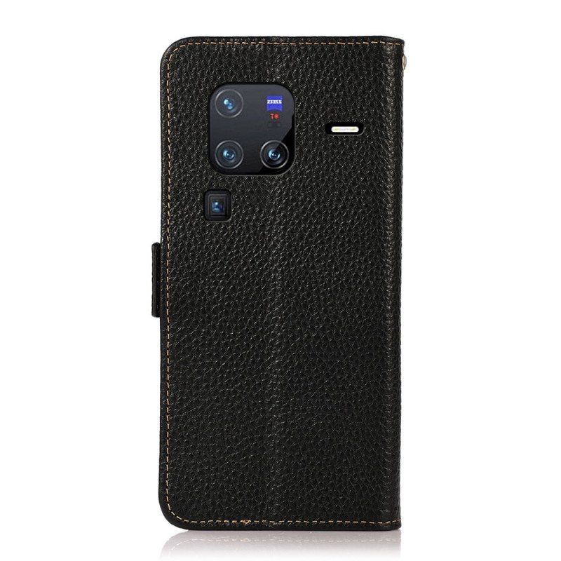Etui Folio do Vivo X80 Pro Skóra Liczi Khazneh Rfid