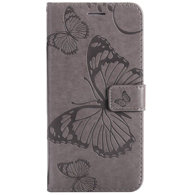 Etui Folio do Vivo Y76 5G z Łańcuch Gigantyczne Motyle Paskowe