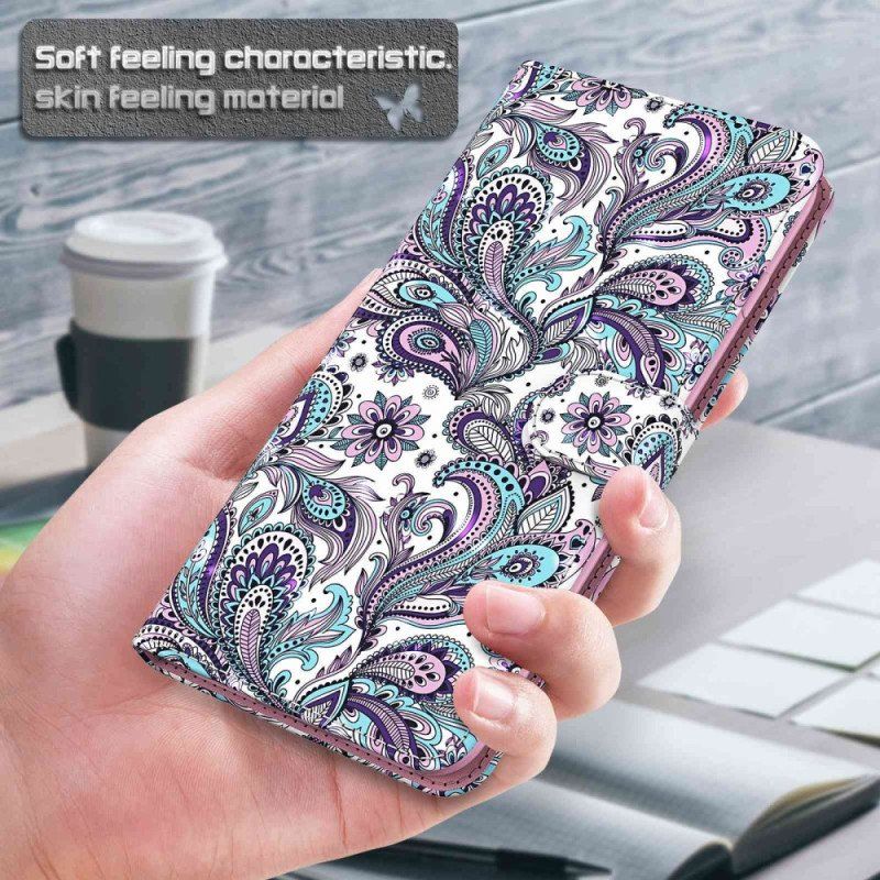 Etui Folio do Xiaomi 12 Lite z Łańcuch Pasiasty Wzór Paisley