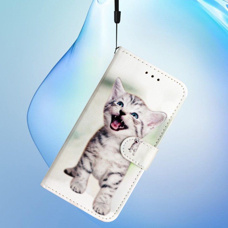 Etui Folio do Xiaomi Redmi A1 z Łańcuch Mały Kotek Z Paskiem