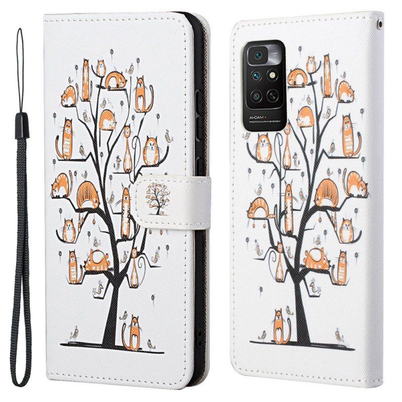 Etui Folio do Xiaomi Redmi Note 11 / 11S z Łańcuch Funky Koty Z Paskiem