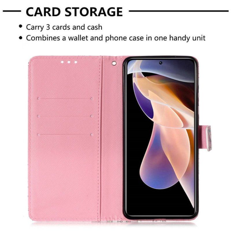 Etui Folio do Xiaomi Redmi Note 11 Pro Plus 5G Czerwone Motyle