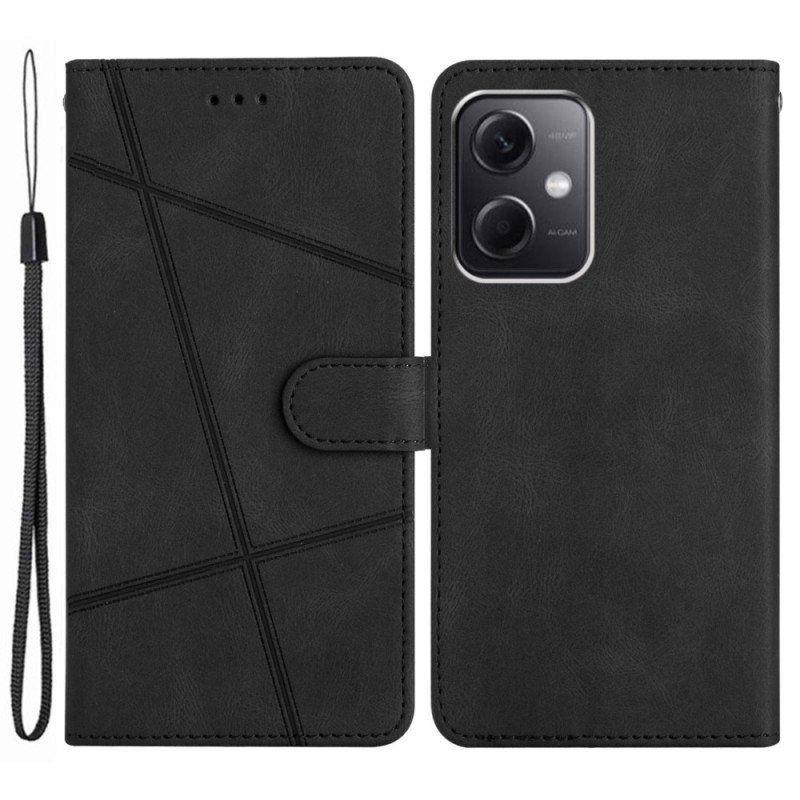 Etui Folio do Xiaomi Redmi Note 12 4G z Łańcuch Geometryczne Paski