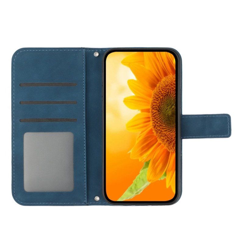 Etui Folio do Xiaomi Redmi Note 12 5G Kwiat Z Paskiem Na Ramię