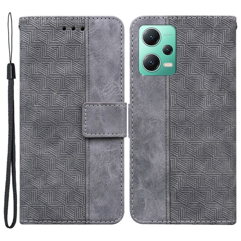 Etui Folio do Xiaomi Redmi Note 12 5G z Łańcuch Pasiasty Wzór