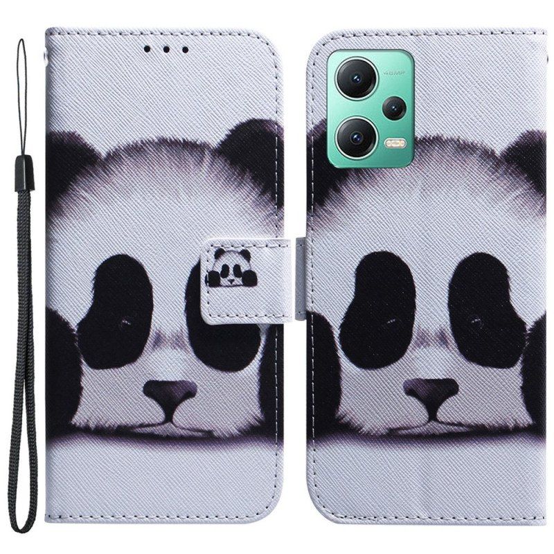 Etui Folio do Xiaomi Redmi Note 12 5G z Łańcuch Paskowata Panda