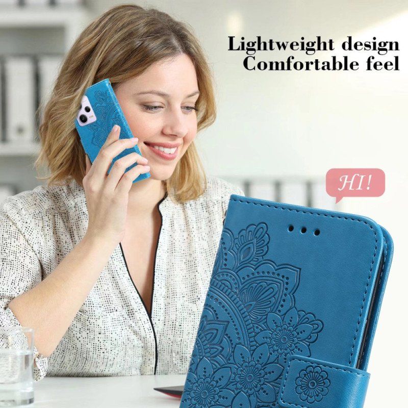 Etui Folio do Xiaomi Redmi Note 12 Pro Plus z Łańcuch Mandala Kwiatowa Na Pasku