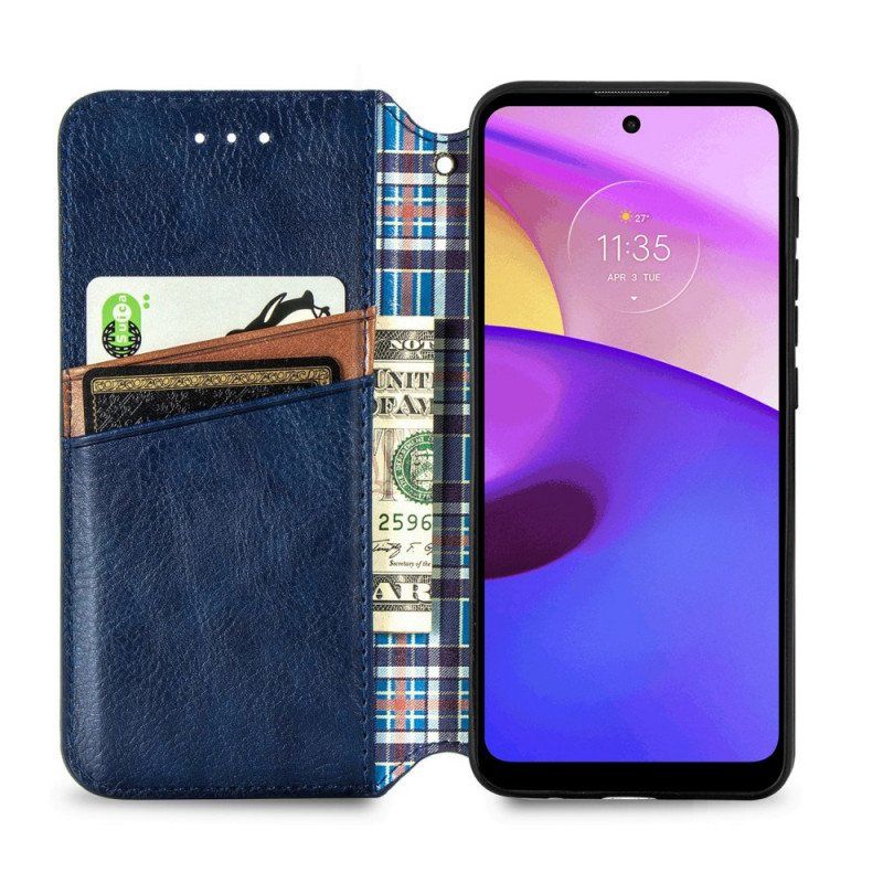 Etui Na Telefon do Moto E40 / E30 / E20 Etui Folio Skórzany Efekt Diamentowej Tekstury