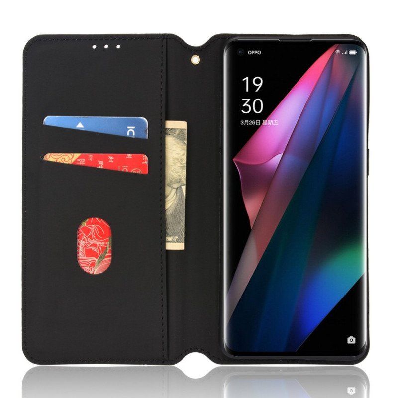 Etui Na Telefon do Oppo Find X3 Pro Etui Folio Efekt Diamentowej Skóry