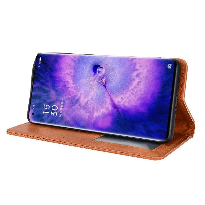 Etui Na Telefon do Oppo Find X5 Etui Folio Stylizowany Efekt Skóry W Stylu Vintage