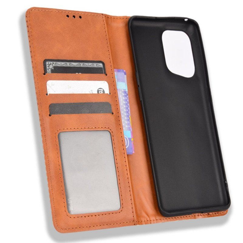 Etui Na Telefon do Oppo Find X5 Etui Folio Stylizowany Efekt Skóry W Stylu Vintage