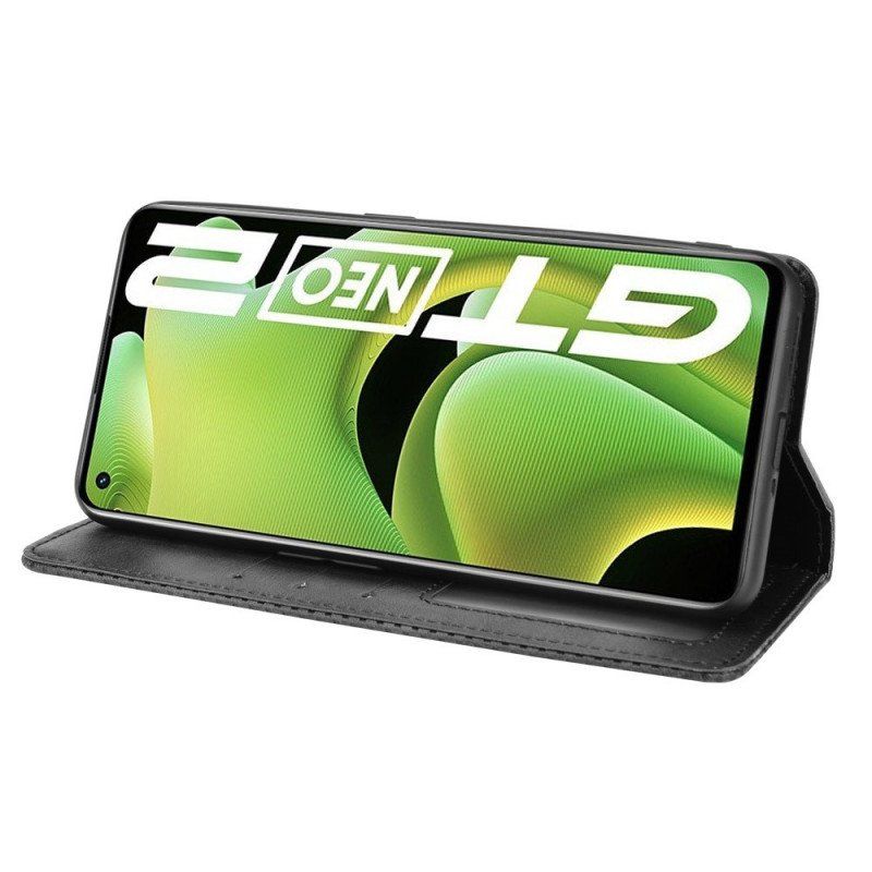 Etui Na Telefon do Realme GT Neo 3T / Neo 2 Etui Folio Stylizowany Efekt Skóry W Stylu Vintage
