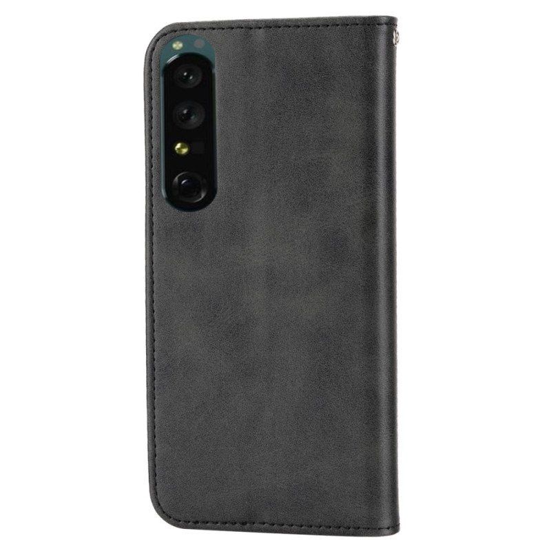 Etui Na Telefon do Sony Xperia 1 IV Etui Folio Skórzany Wzór 3d Z Paskiem