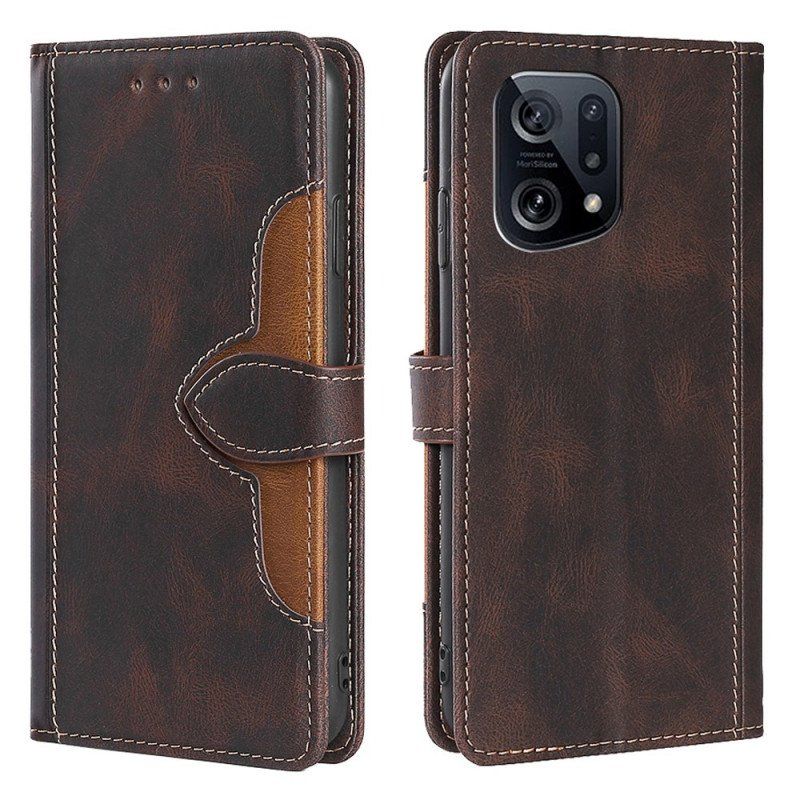 Etui Na Telefon Pokrowce do Oppo Find X5 Dwukolorowa Stylowa Sztuczna Skóra