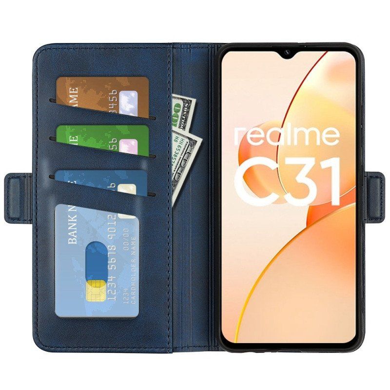 Etui Na Telefon Pokrowce do Realme C31 Klasyczna Sztuczna Skóra