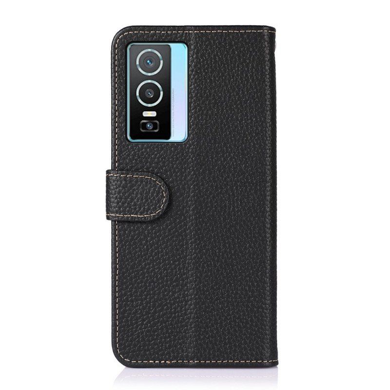 Etui Na Telefon Pokrowce do Vivo Y76 5G Khazneh Skóra Liczi