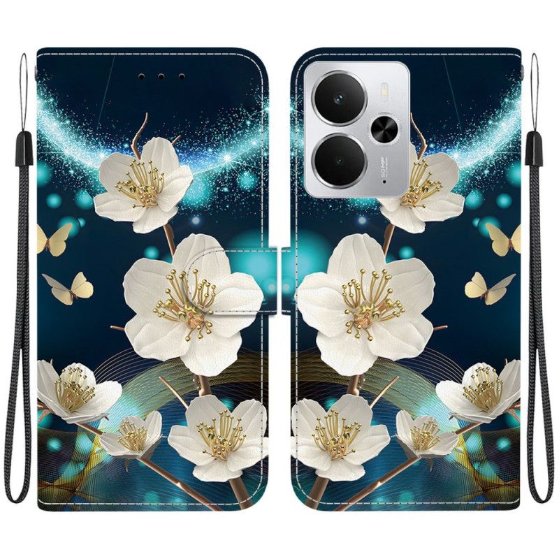 Etui Folio Do Realme 14 5g Białe Magnolie