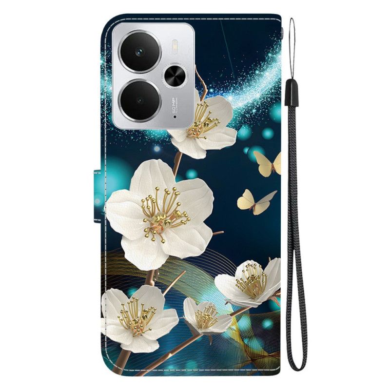 Etui Folio Do Realme 14 5g Białe Magnolie