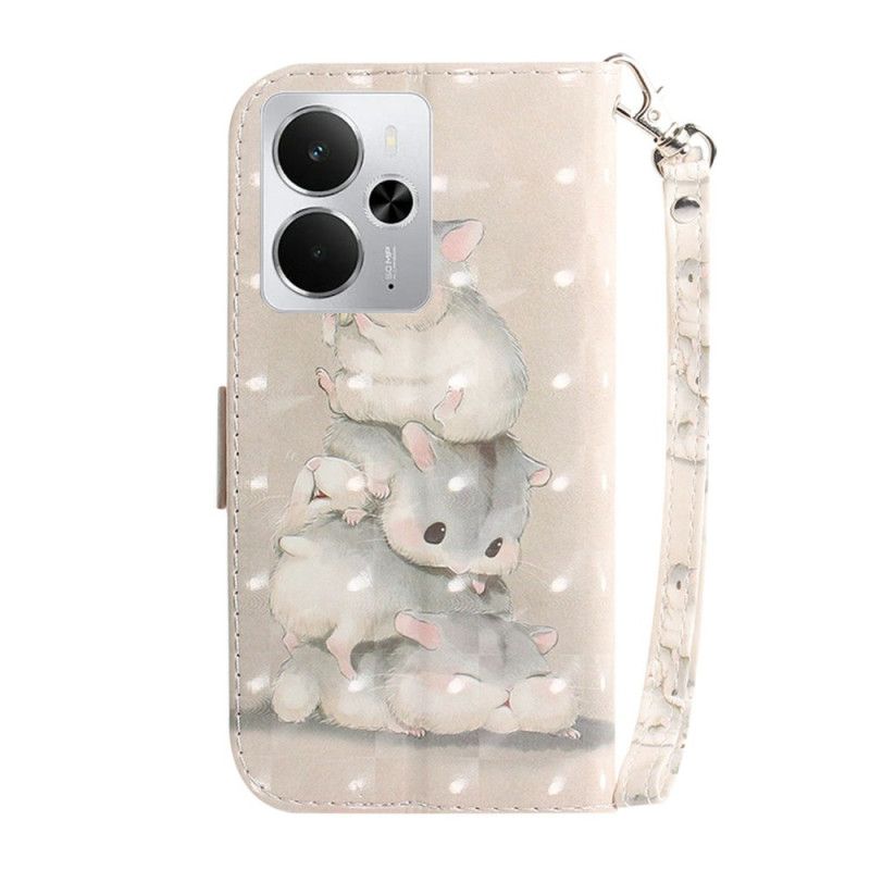 Etui Folio Realme 14 5g Chomiki Ze Smyczką Etui Ochronne