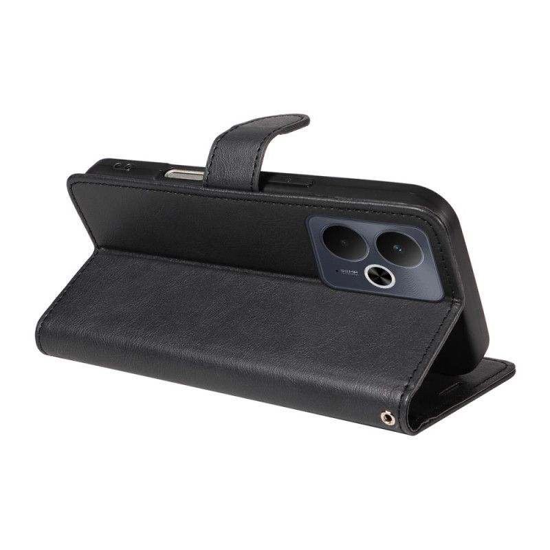 Etui Folio Realme 14 5g Gładki Efekt Skóry Z Paskiem