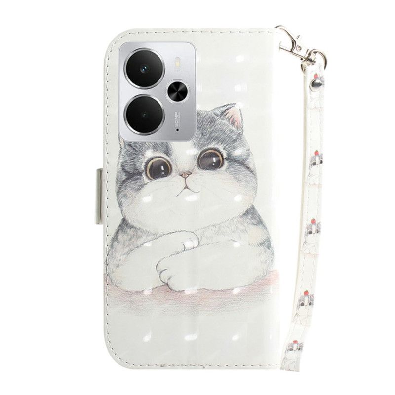 Etui Folio Realme 14 5g Kot I Sznurek Truskawkowy