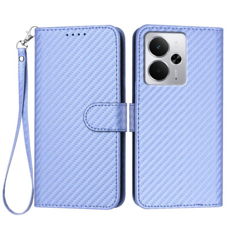 Etui Folio Realme 14 5g Włókno Węglowe Z Paskiem