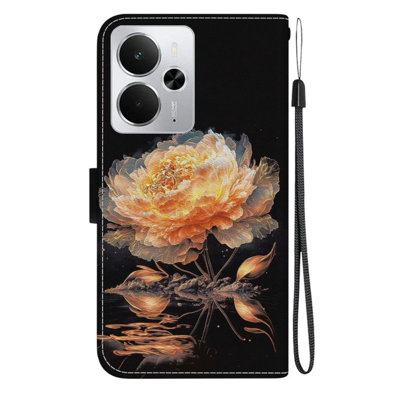 Etui Folio Realme 14 5g Złota Piwonia