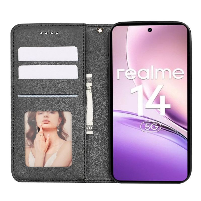 Flip Kotelot Realme 14 5g Ramka W Kratkę I Pasek
