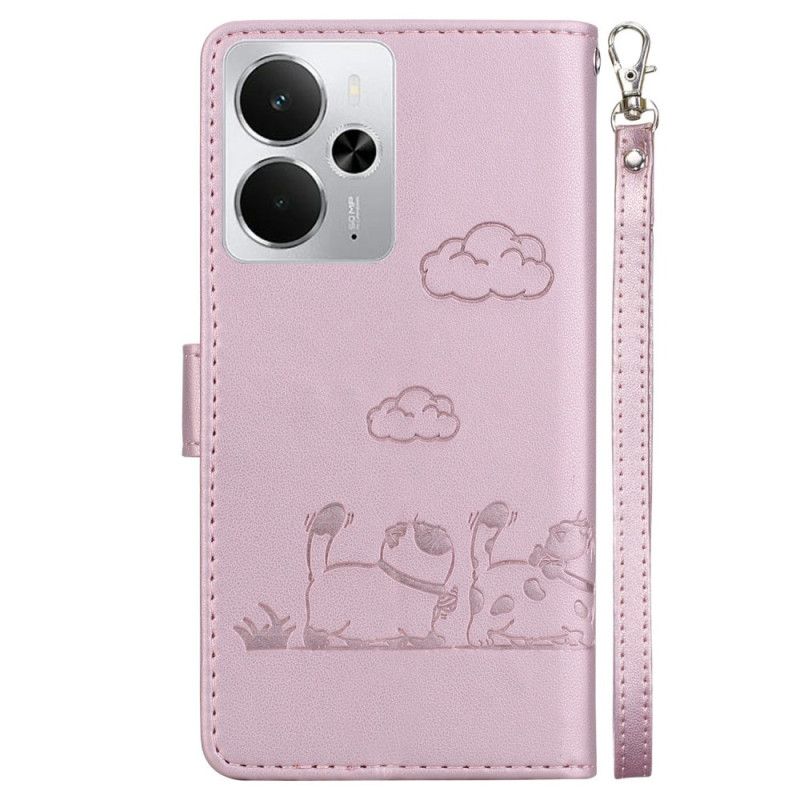 Obudowa Realme 14 5g Etui Na Telefon Pasek Rfid Z Motywem Kota