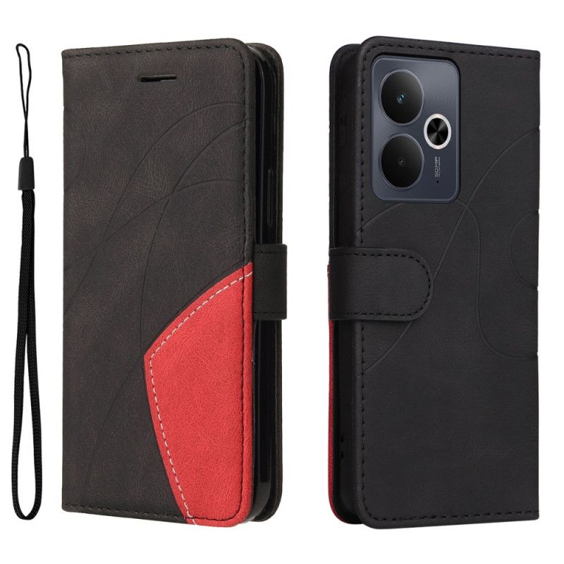 Skórzany Futerał Realme 14 5g Etui Na Telefon Dwukolorowy Falisty