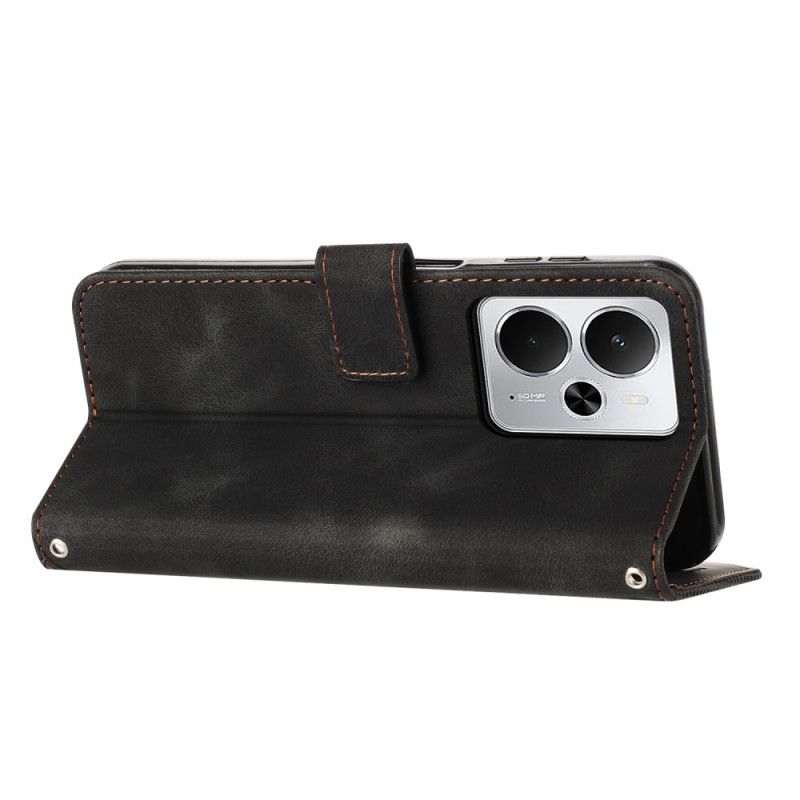 Skórzany Futerał Realme 14 5g Etui Na Telefon Linie I Pasek