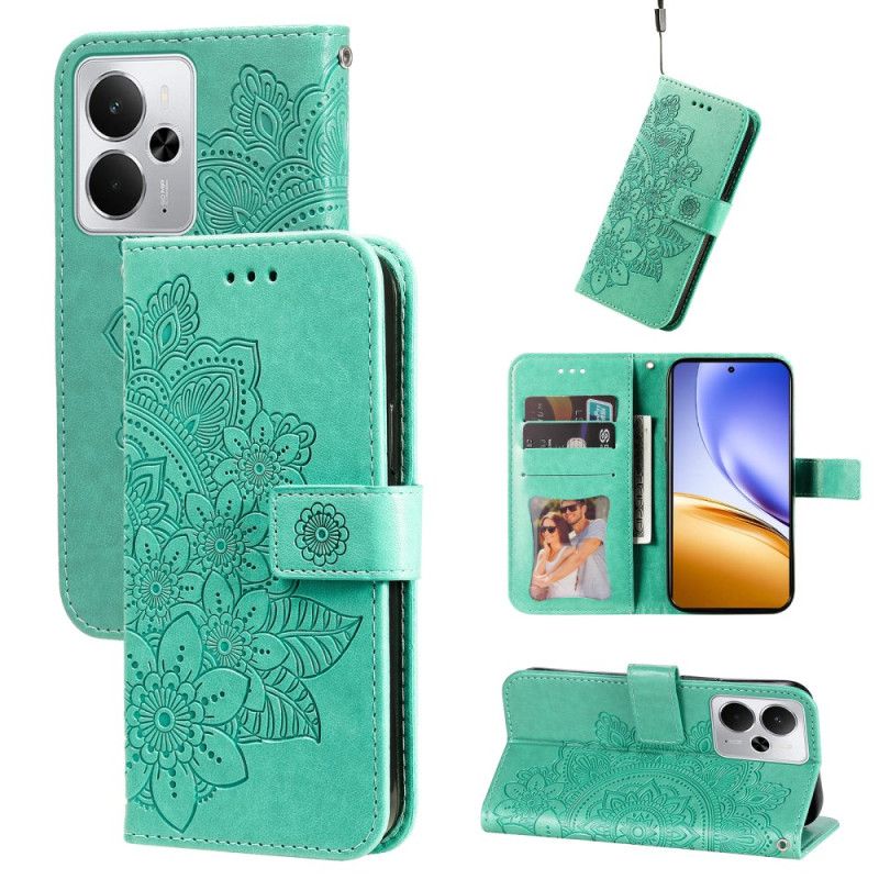 Skórzany Futerał Realme 14 5g Etui Na Telefon Nadruk Mandali