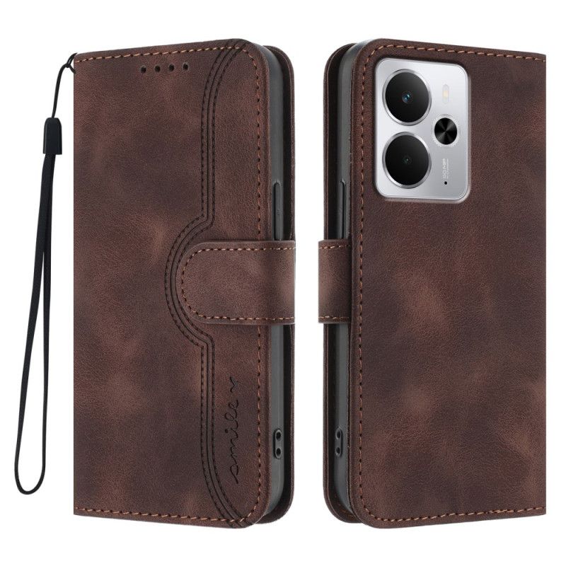 Skórzany Futerał Realme 14 5g Etui Na Telefon Uśmiech W Kształcie Serca