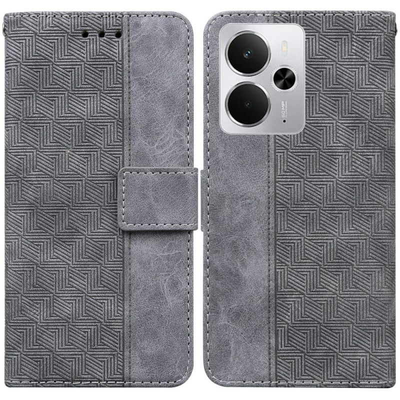 Skórzany Futerał Realme 14 5g Etui Na Telefon Wzór Tkany