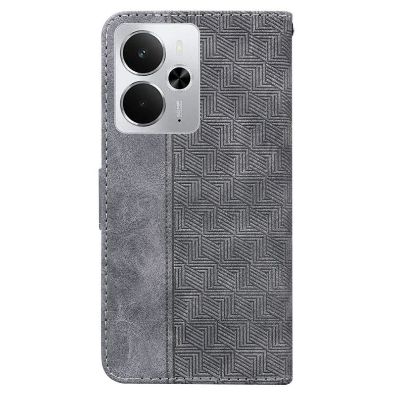 Skórzany Futerał Realme 14 5g Etui Na Telefon Wzór Tkany